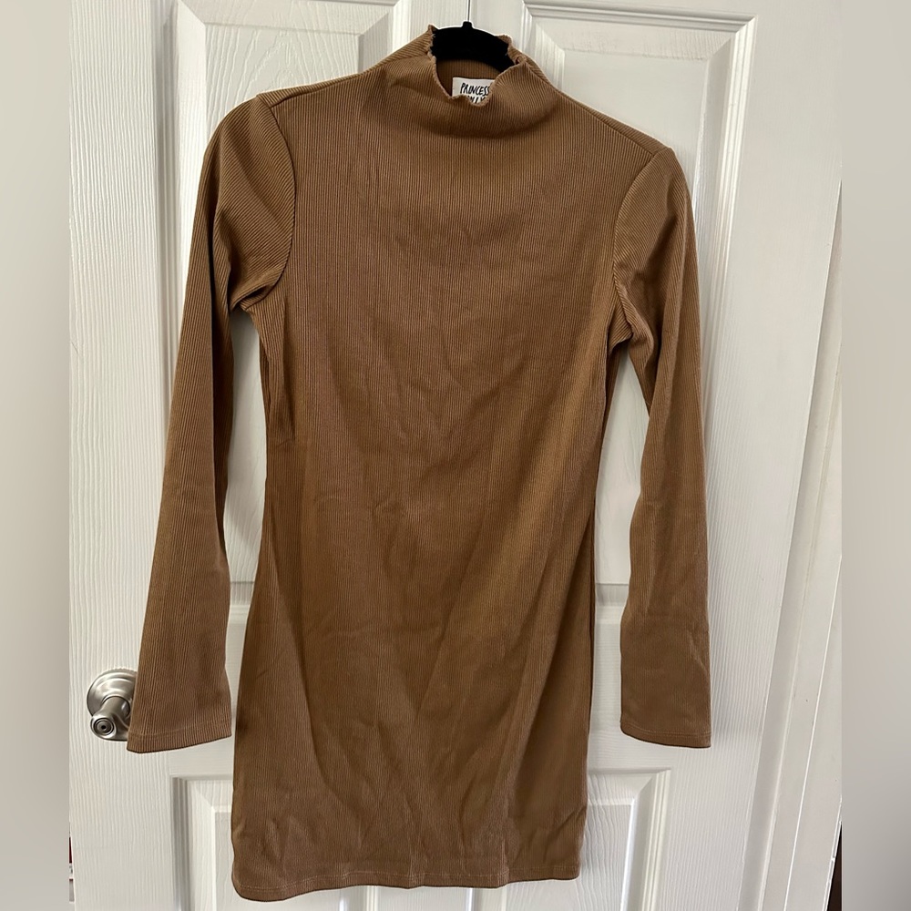 ⚡️ PRINCESS POLLY ribbed brown turtleneck mini dress ⚡️ size US 8 (fits like M)